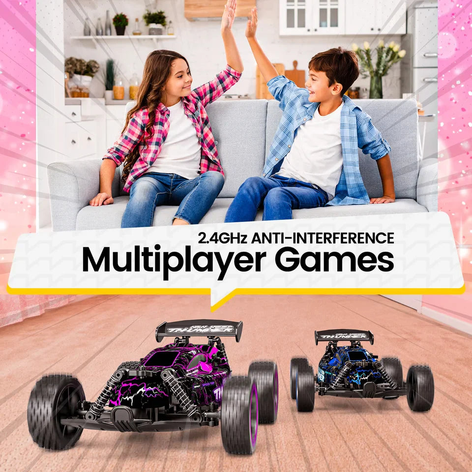 RC Cars Remote Control Car for Boys and Girls, 1:18 Scale RC Car with LED Lights, 2.4GHz 2WD All-Terrain RC Truck, 50-Min Play