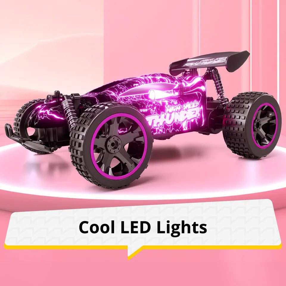RC Cars Remote Control Car for Boys and Girls, 1:18 Scale RC Car with LED Lights, 2.4GHz 2WD All-Terrain RC Truck, 50-Min Play